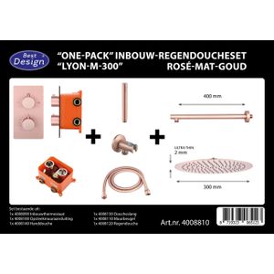 Best Design One Pack inbouw regendoucheset Lyon M 300 rose mat goud 4008810