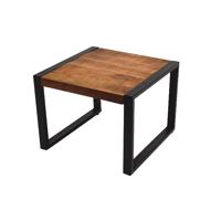 Livingfurn Bijzettafel Strong Mangohout en staal, 60 x 60cm - Bruin - Vierkant