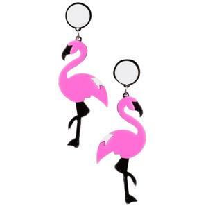 Flamingo oorbellen - roze - Hawaii - Tropical party - dames - carnaval verkleed accessoires