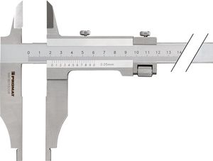 Promat Werkplaatsschuifmaat | DIN 862 | 250 mm | met meetpunten | snavellengte 75 mm - 4000851135 4000851135