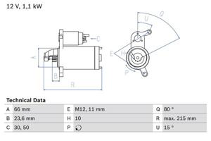 Startmotor / Starter BOSCH, Spanning (Volt)12V, u.a. für Audi