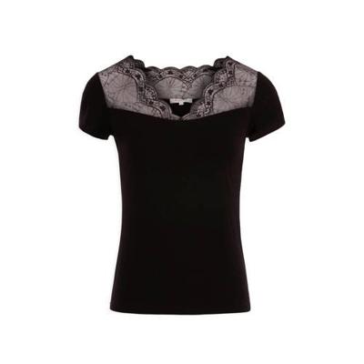 Morgan T-shirt met kant zwart