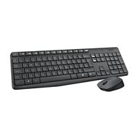 Logitech MK235 Draadloos Toetsenbord- en Muiscombinatie voor Windows, 2,4 GHz Wireless Unifying USB-Ontvanger, 15 FN-Toetsen, Lange Batterijduur, PC, Laptop, US Intl QWERTY indeling - Grijs