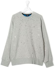 Diesel Kids sweat à effet usé - Gris