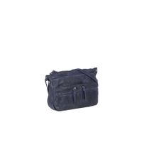 Justified Bags Justified Bags® Roma Lederen Schoudertas Longshape Top Zip Navy