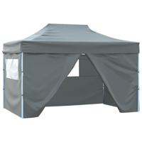 Partytent met 4 zijwanden inklapbaar 3x4 m staal antraciet - thumbnail