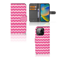 iPhone 14 Pro Telefoon Hoesje Waves Pink - thumbnail