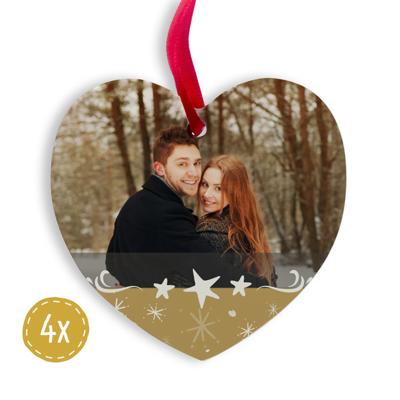 Aluminium kersthanger bedrukken - Hart (4 stuks)