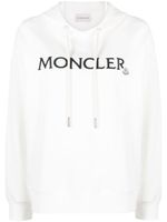 Moncler logo-embroidered cotton hoodie - Blanc