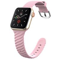 By Qubix - Siliconen 'Twist' bandje - Roze - Compatible met Apple Watch 38mm / 40mm / 41mm / 42mm - Compatible Apple watch bandjes