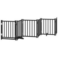 vidaXL Hondenhek inklapbaar 6 panelen 300 cm massief vurenhout zwart, hondenhekje, veiligheidshekje, honden hek, veiligheidshek, babyhekje