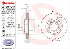 Remschijf BREMBO, Remschijftype: Binnen geventileerd, u.a. für Seat, VW, Skoda, Audi