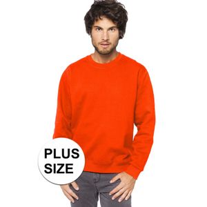 Plus size oranje heren truien/sweaters met ronde hals 4XL (48/60)  -