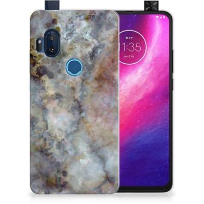 Motorola One Hyper TPU Siliconen Hoesje Marmer Grijs