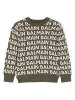 Balmain Kids pull en maille à logo intarsia - Vert