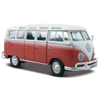 Modelauto Volkswagen T1 Samba rood 1:24