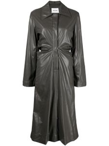 Low Classic robe-chemise froncée en cuir artificiel - Noir