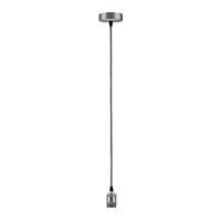 Paulmann 50322 Vintage pendel E27 fitting en stoffen kabel Retro plafondlamp grijs/nikkel kabel met geborstelde fitting zonder lamphouder, 200 x 4.5 x 7 cm, Grijs, Nikkel geborsteld