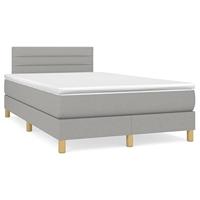vidaXL Boxspring met matras stof lichtgrijs 120x190 cm, bed, boxspringbed, tweepersoonsbed, slaapmeubel, boxspring bed, bed met matras, bedframe