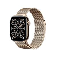 Apple Watch Series 11 GPS + Cellular 42 mm Smartwatch met kast van goudkleurig titanium, goudkleurig Milanees bandje. Slaapscore, conditie bijhouden, gezondheid monitoren, Always‑On display