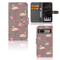 Google Pixel 7A Telefoonhoesje met Pasjes Flamingo - thumbnail