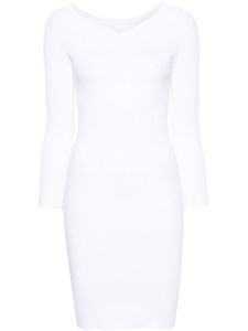 Alberta Ferretti robe en maille à col v - Blanc