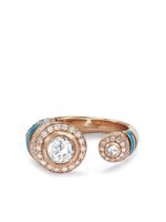 David Morris bague en or rose 18ct pavé de diamants - thumbnail