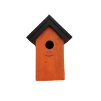 Houten Vogelhuisje/nestkastje 22 Cm - Zwart/oranje Dhz Schilderen Pakket - Vogelhuisjes