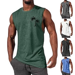 Voor heren Vest Top Mouwloos T-shirt voor heren Grafisch Palmboom Strakke ronde hals Kleding 3D-afdrukken Dagelijks Sport Bandjes Afdrukken Modieus Ontwerper Spier Lightinthebox