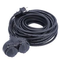 as - Schwabe Rubberen verlengkabel, 20 m H05RR-F 3G1,5 kabel met geaarde stekker en 2-voudige geaarde koppeling incl. beschermkap, verlengkabel 230 V, 16 A, IP44, zwart, 60662