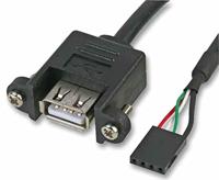 Akasa AK-CBUB06-60BK USB 2.0 Type A naar USB 2.0 4-pins header zwarte kabeladapter (USB 2.0 type A, USB 2.0 4-pins header, vrouwelijk/vrouwelijk, 0,6 m, zwart)