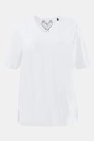 Ulla Popken T-shirt, relaxed, V-hals, zijsplitten - Grote Maten