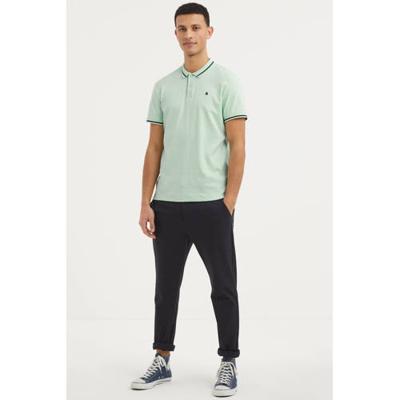 JACK & JONES ESSENTIALS regular fit polo met contrastbies mintgroen