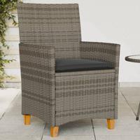 Tuinstoelen 2 st met kussens poly rattan en massief hout grijs - thumbnail