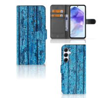 Samsung Galaxy A55 Book Style Case Wood Blue - thumbnail