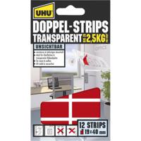 UHU 45515 45515 Dubbelzijdige zelfklevende strips UHU Transparant (l x b) 40 mm x 19 mm 12 stuk(s)