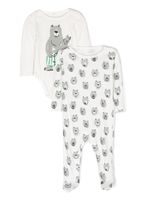 Stella McCartney Kids trousseau de naissance en coton à imprimé ourson (lot de deux) - Blanc