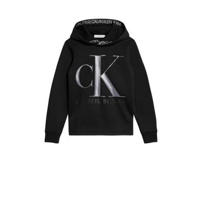 CALVIN KLEIN JEANS hoodie van gerecycled polyester zwart/grijs CALVIN KLEIN JEANS hoodie van gerecycled polyester zwart/grijs