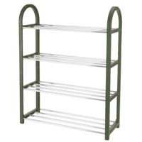 Metalen schoenenrek/schoenenstandaard 4-laags grijs 50 x 19 x 65 cm