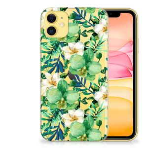 Apple iPhone 11 TPU Case Orchidee Groen