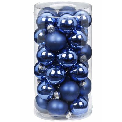 30x Blauwe Kleine Glazen Kerstballen 4 Cm Glans En Mat - Kerstbal 30x Blauwe Kleine Glazen Kerstballen 4 Cm Glans En Mat - Kerstbal