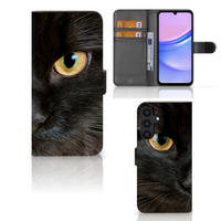 Samsung Galaxy A15 Telefoonhoesje met Pasjes Zwarte Kat - thumbnail