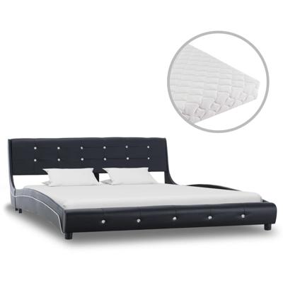 vidaXL Bed met matras kunstleer zwart 160x200 cm