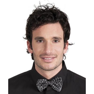 Zwarte verkleed vlinderstrik spinnenweb 14 cm voor dames/heren Zwarte verkleed vlinderstrik spinnenweb 14 cm voor dames/heren
