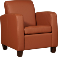 Cognac leren landelijke fauteuil Joy - poot hout zwart - Toledo Leer Natur (cognac leer)