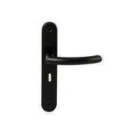 Hardbrass Deurkruk Helsinki op ovaal langschild sleutelgat 56mm - zwart