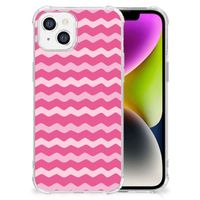 iPhone 14 Doorzichtige Silicone Hoesje Waves Pink - thumbnail