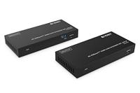 DIGITUS DS-55522 HDMI KVM Extender (HDBaseT) - UHD 4K/60 Hz - 120 m via LAN-kabel (HDBaseT 100 m) - Set: Zender & Ontvanger - IR Infrarood, USB 1.1 - HDMI 2.0b & HDCP 2.2 & HDBaseT 1.0