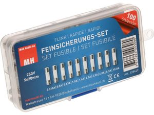 Max Hauri 128449 Buiszekering assortiment (Ø x l) 5 mm x 20 mm Snel -F- Inhoud 100 stuk(s)