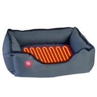 GLOVII GPETH Verwarmd Huisdierbed | Elektrische Onderlegger Voor Honden En Katten | Verwarmingselement Van Koolstofvezels, 2 Temperatuursensoren, Veilig Netsnoer | Machinewasbaar, Grijs, 60 X 50 Cm